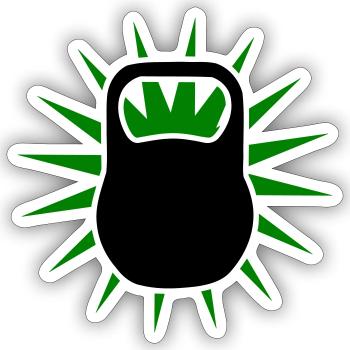 Green Sunburst Kettlebell Emblem - Sticker - white matte - Front