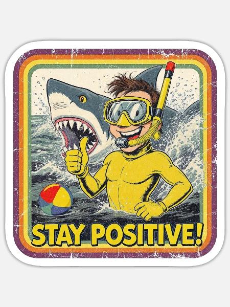 Vintage Ocean Diver Stay Positive - Sticker - white matte
