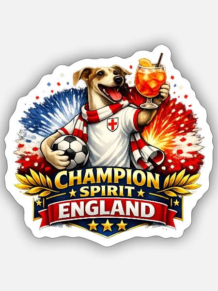 Whippet Soccer Fan England - Sticker - white matte