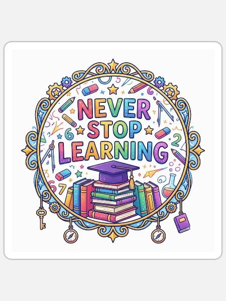 Never Stop Learning - Sticker - white matte