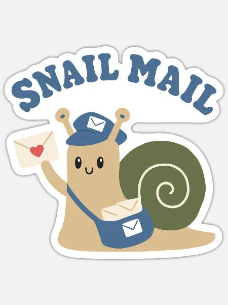 Snail Mail Cute Postage Snail - Sticker - white matte