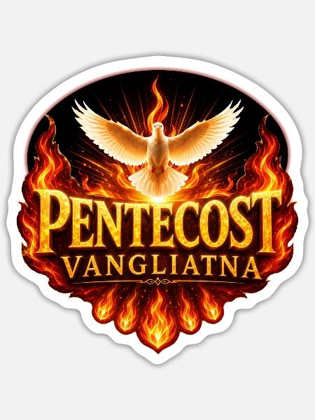 Pentecost Flame Dove Emblem - Sticker - white matte