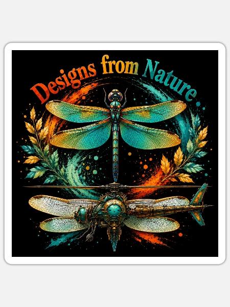 Designs from Nature Dragonfly Steampunk - Sticker - white matte