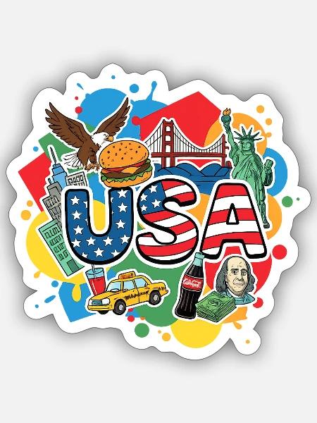 USA Icon Pop Art Mosaic - Sticker - white matte