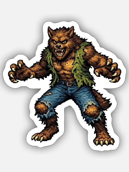 Halloween Werewolf Man - Sticker - white matte