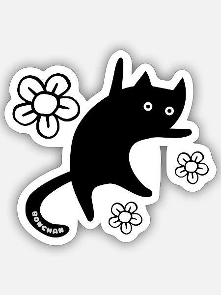 Bonchan and Flowers - Sticker - white matte