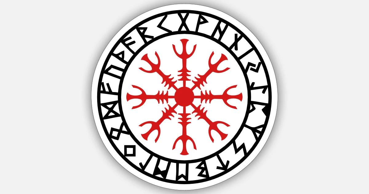 Aegishjalmr Helm Of Awe Patch Morale In PVC E Gomma | Simbolo Vikingo Runico | Diametro 8 Cm | Con Supporto A Uncino (Hook) Per Uniformi E Giacche