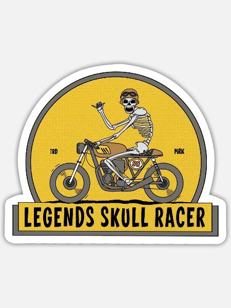 Legend Skull Racer - Sticker - white matte