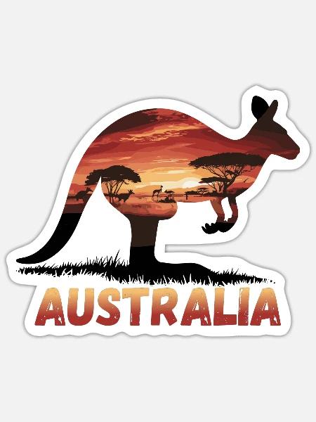 Australia Kangaroos for Australian - Sticker - white matte