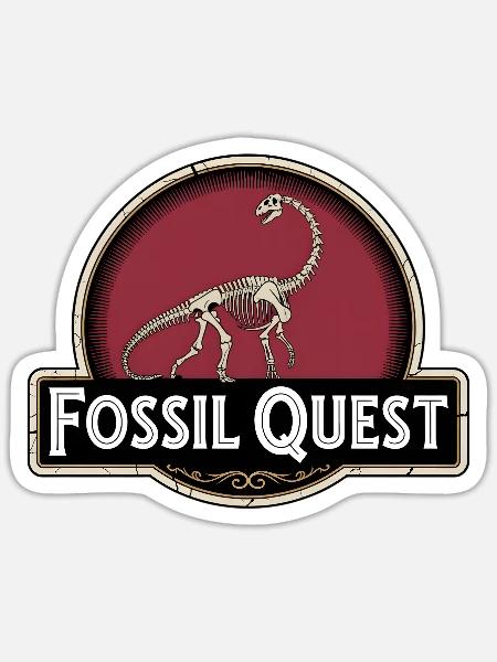 Fossil Quest Dinosaur Skeleton Logo - Sticker - white matte