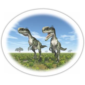 Monolophosaurus in a Prehistoric Landscape - Sticker - white matte - Front