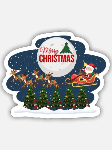 Santa Claus goes to deliver presents - Sticker - white matte