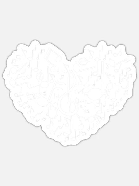 Music Heart Musical Notes Musician Composer Instru - Sticker - white matte