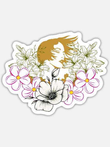 Fleurs de femme - Sticker - blanc mat