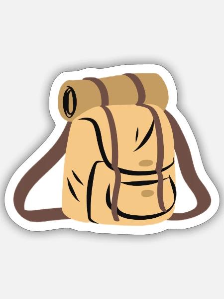 Brown Simple Travel More T Shirt - Sticker - white matte