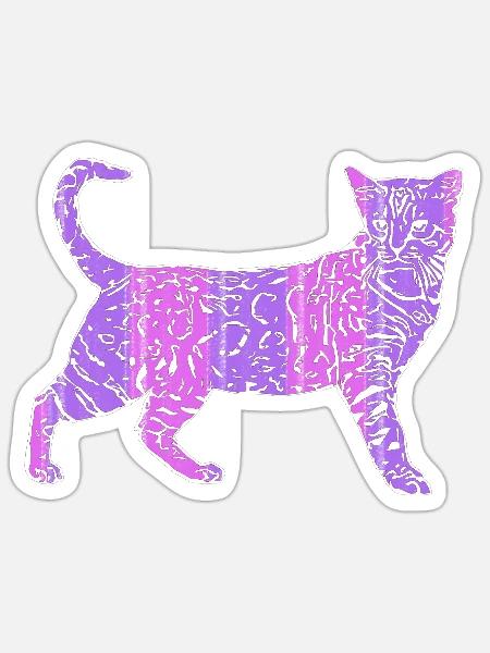 cat transparent lilac stripes - Sticker - white matte