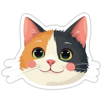 cute cat face - Sticker - white matte - Front