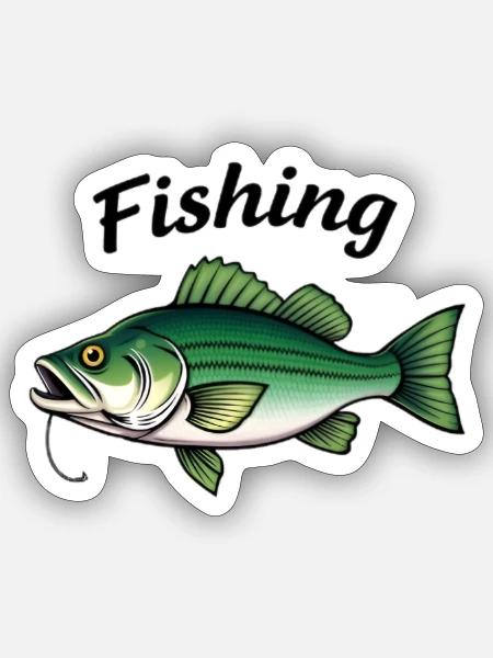 Vivid Bass Fishing Tackle Illustration - Sticker - white matte