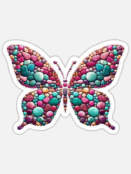 Vibrant Jewel Monarch Butterfly - Sticker - white matte