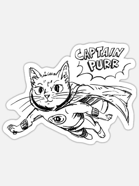 Comic style superhero cat flying with cape  - Sticker - white matte