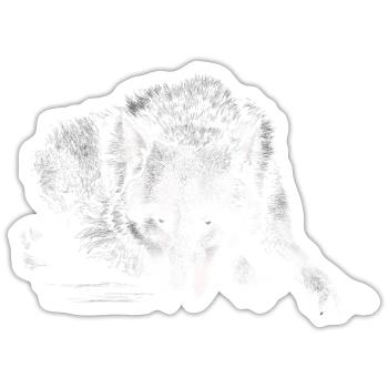 Wolf Silhouette Mono - Sticker - white matte - Front