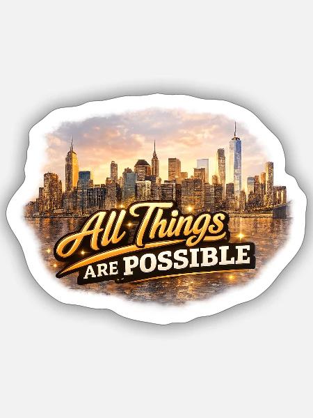 All Things Are Possible and NYC Skyline - Sticker - white matte