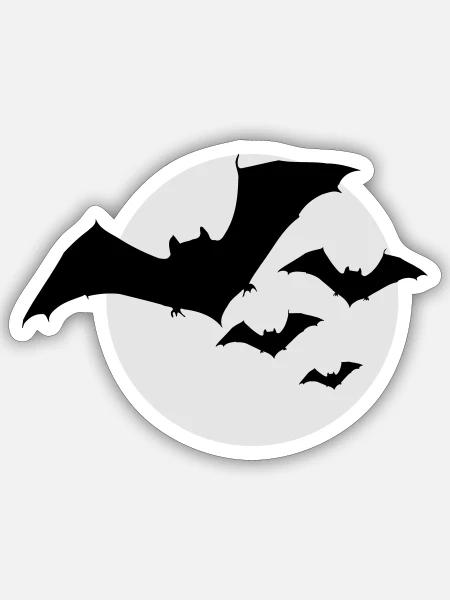 Bats and Moon / Moonshine Bat 2c - Sticker - white matte