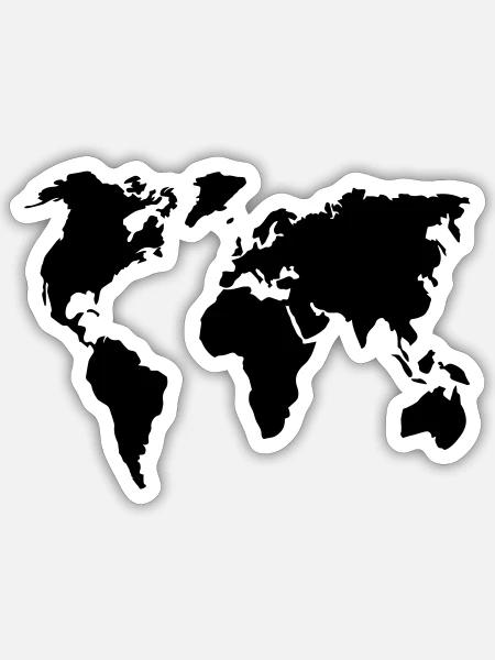 Worldmap Travel 1c - Sticker - white matte