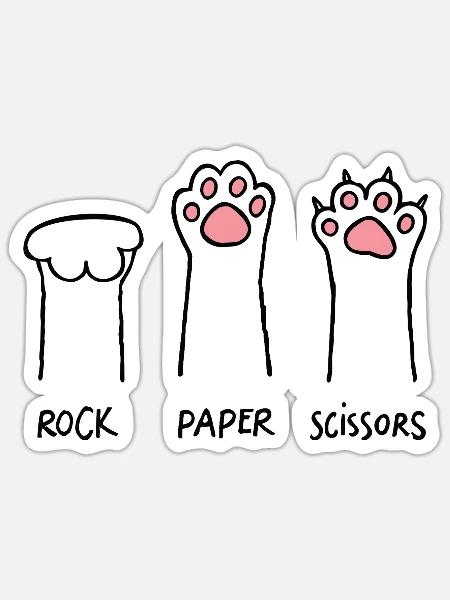 Pet Rock Paper Scissor - Sticker - white matte