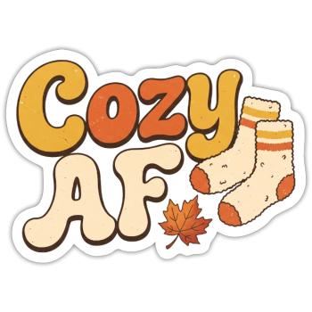 Cozy AF Autumn Socks - Sticker - white matte - Front