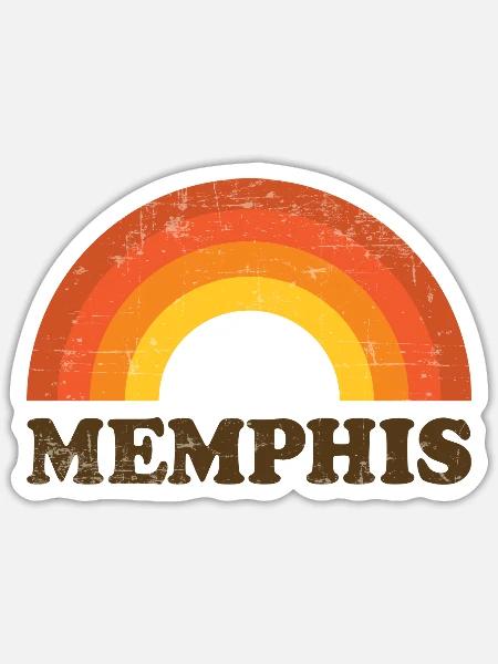 Retro Vintage Memphis Souvenir 60s Rainbow - Sticker - white matte