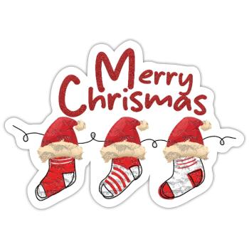 Merry Christmas Sock Trio - Sticker - white matte - Front