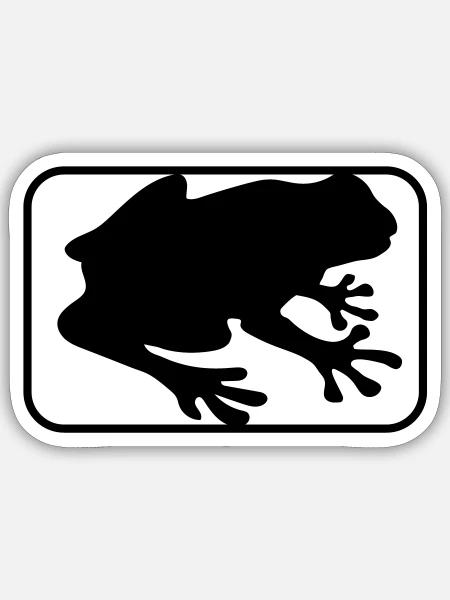 frog contour button toad silhouette outline outlin - Sticker - white matte