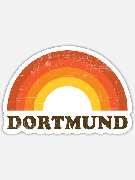 Retro Vintage Dortmund Vacation Souvenir Rainbow - Sticker - white matte