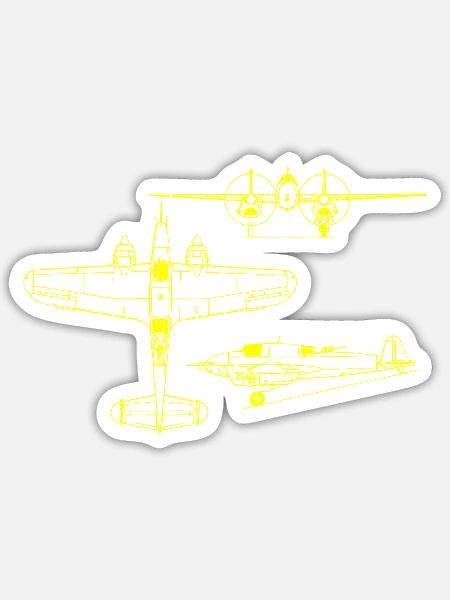 3 View Lockheed P38 Lighting - Sticker - white matte