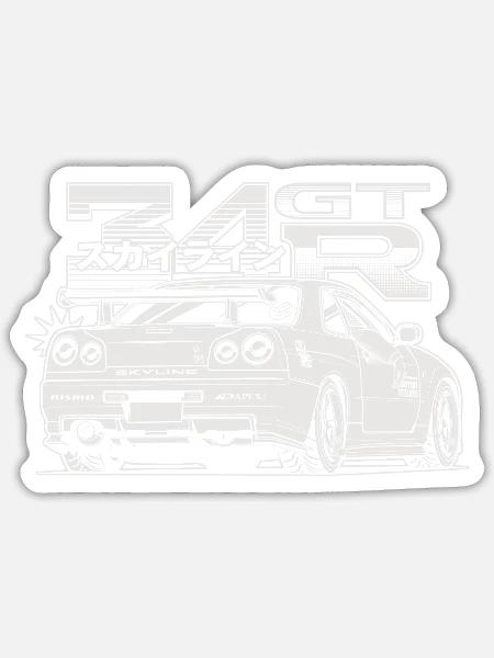 Skyline Gt R R34 - Sticker - white matte