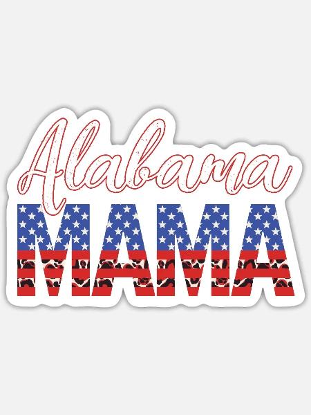 Alabama Mama Women s Patriotic Leopard Print - Sticker - white matte