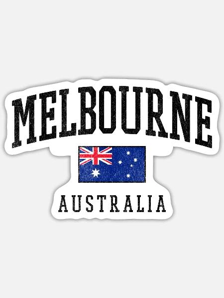 Melbourne Australia Flag Typography Design - Sticker - white matte