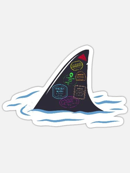 Traveling Shark - Sticker - white matte