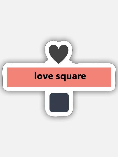 Minimalist Love Square Design - Sticker - white matte