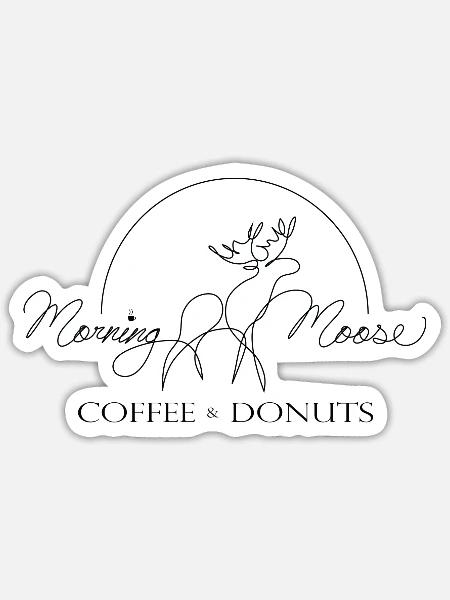 Morning Moose Black Logo and Text - Sticker - white matte