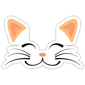 Floating Cat Face - Sticker - white matte - Front