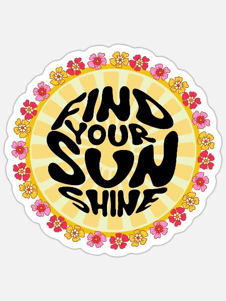 Retro Motivational Find Your Sun Shine - Sticker - white matte