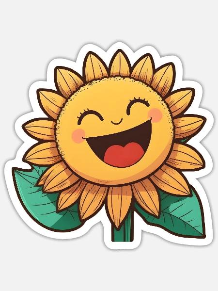 Happy Sunflower - Sticker - white matte