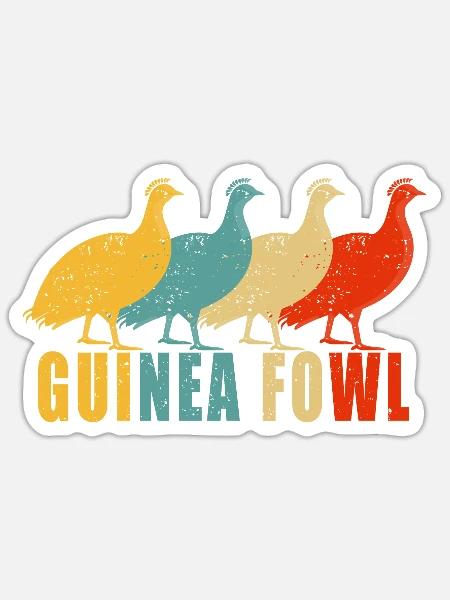 Guinea Fowl Vintage Retro Classic Pearl Hen Bird - Sticker - white matte