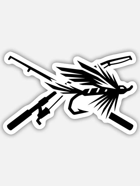 Fly Fishing Lure Rod Angler Sport Fishing Club - Sticker - white matte