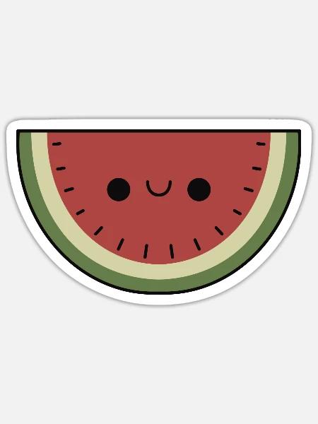 Cute Kawaii Watermelon - Sticker - white matte