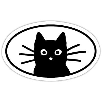 Black Cat Face - Sticker - white matte - Front