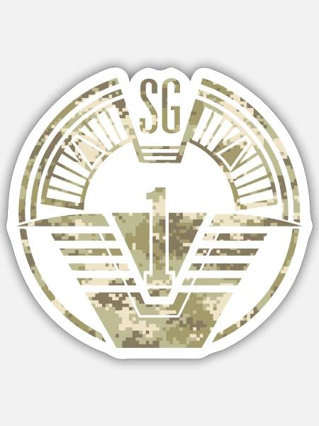 Stargate SG1 Camo patch - Sticker - white matte