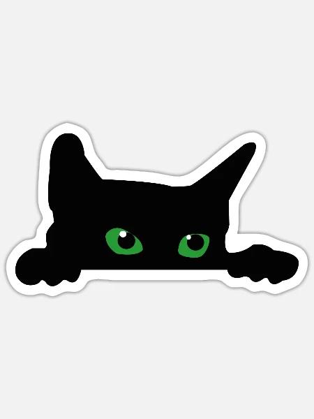 Peeking Cat sticker , Funny Cat peeking Sticker - Sticker - white matte
